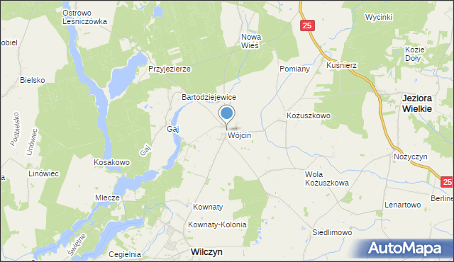 mapa Wójcin, Wójcin gmina Jeziora Wielkie na mapie Targeo